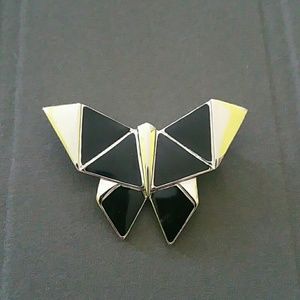 Artdeco Black Enamel Trifari Burrterfly Brooch